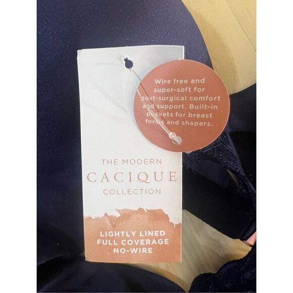 Cacique Blue Lightly Lined Full Coverage No Wire Mastectomy Collection Bra 50C - Picture 11 of 12